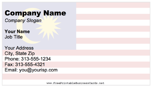Malaysia business card