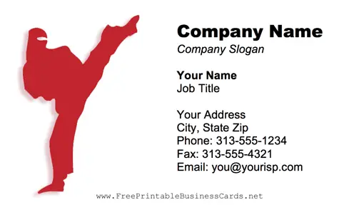 Martial Arts business card