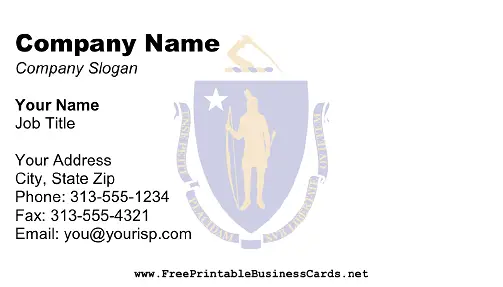 Massachusetts Flag business card