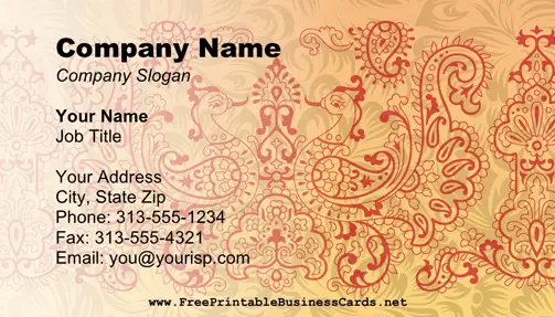 Mehndi business card