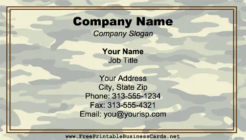 Military Camouflage business card