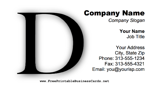 Monogram D business card