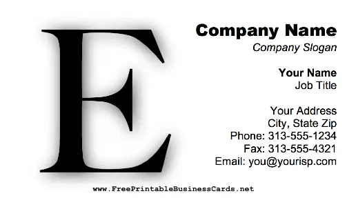 Monogram E business card