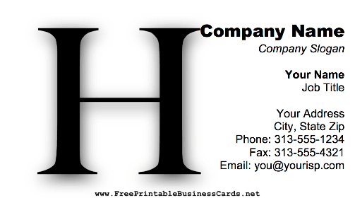 Monogram H business card
