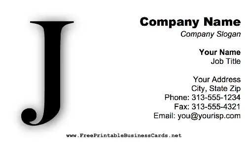Monogram J business card