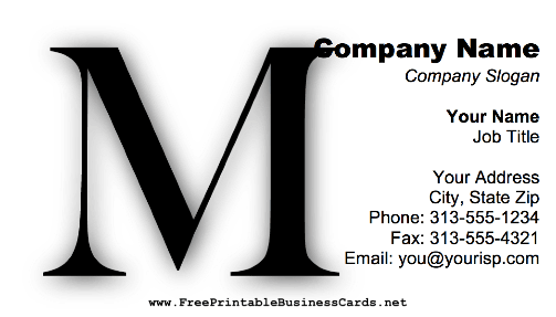 Monogram M business card