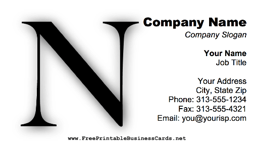 Monogram N business card