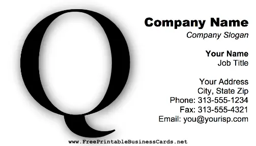 Monogram Q business card