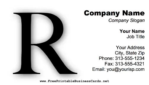 Monogram R business card