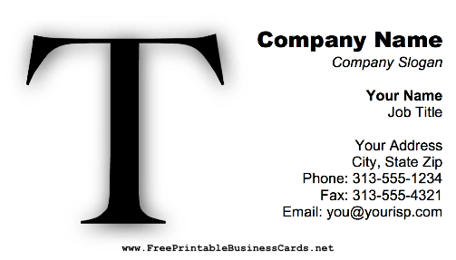 Monogram T business card