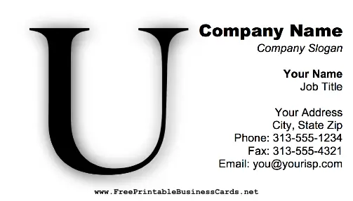 Monogram U business card