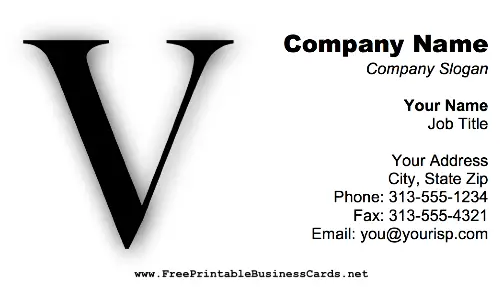 Monogram V business card
