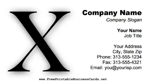 Monogram X business card