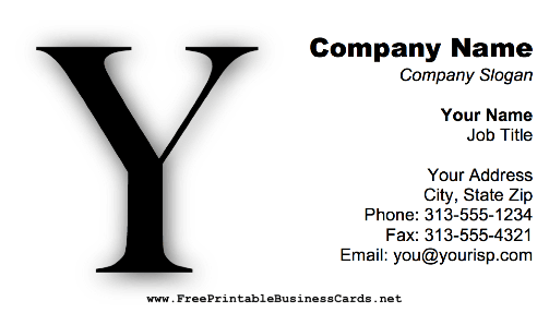 Monogram Y business card