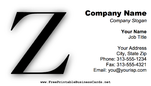 Monogram Z business card