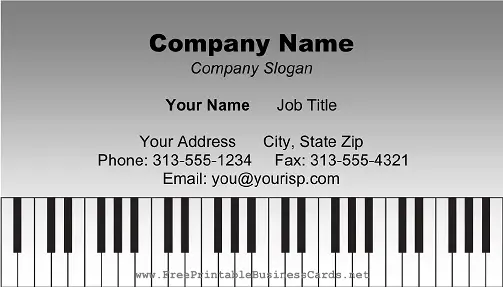 Piano Keyboard business card