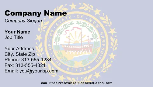 Flag of New Hampshire business card