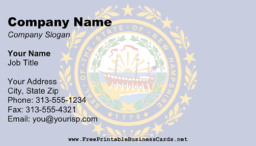 New Hampshire Flag business card