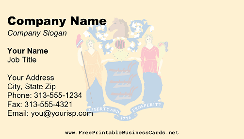 Flag of New Jersey business card