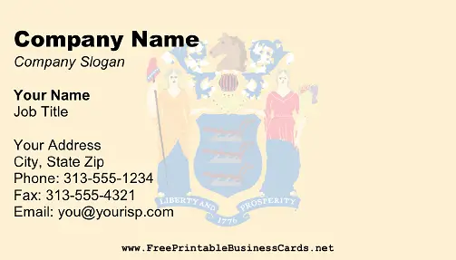 New Jersey Flag business card