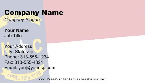 Flag of North Carolina business card