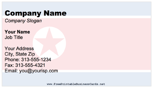 North Korea business card