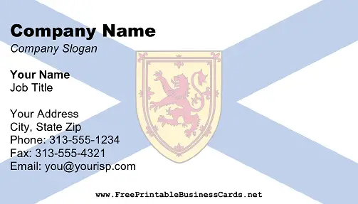 Nova Scotia Flag business card