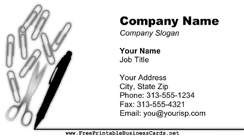 Paper Clips and Pen business card