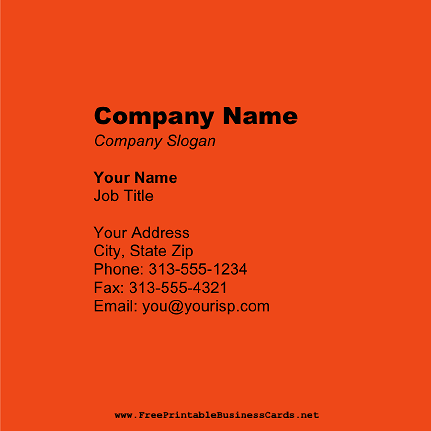 Dark Orange Square business card