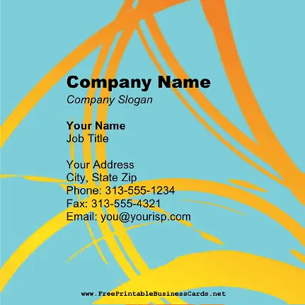Orange On Blue Square business card