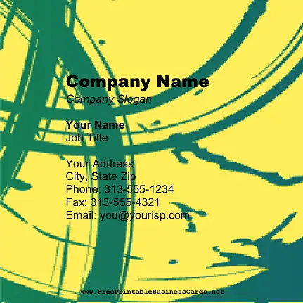 Teal On Yellow Square business card