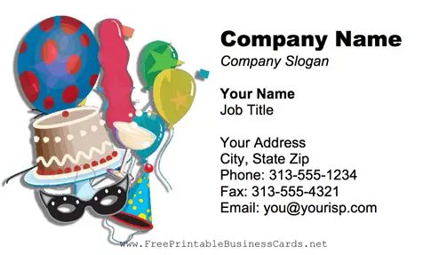 Party Supplies business card