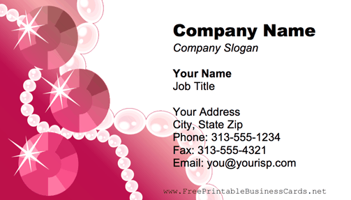 Pearl Necklace Pink business card