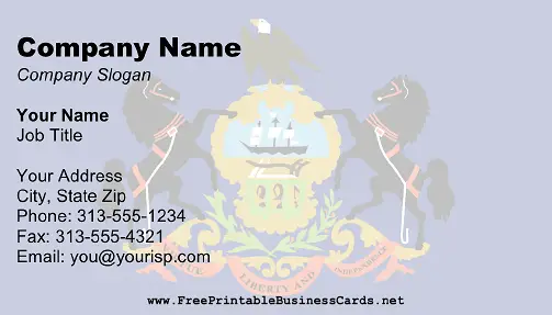 Pennsylvania Flag business card