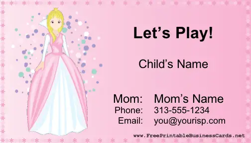Play Date Card (Girl) business card