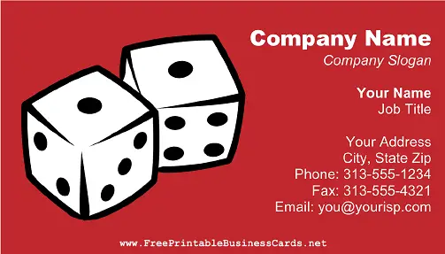Dice On Red business card