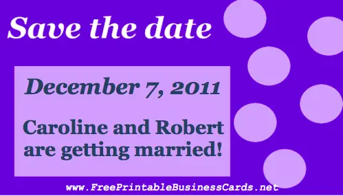 Purple Bubbles Save the Date Card business card