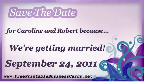 Purple Save the Date Card business card