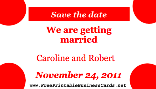 Red Bubbles Save the Date Card business card