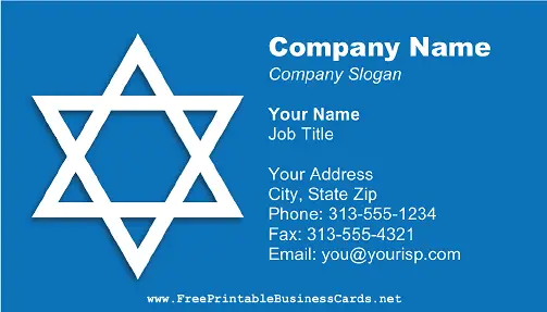 Rabbi business card