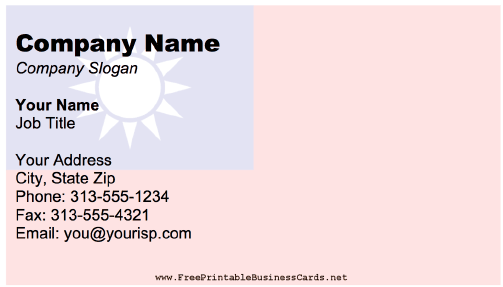 Republic Of China business card