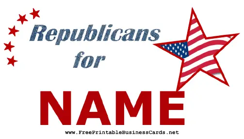 Republicans Support Sign business card