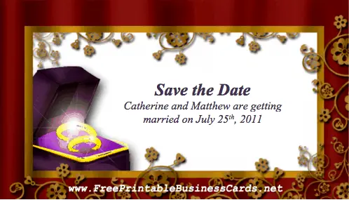 Wedding Ring Save the Date Card business card