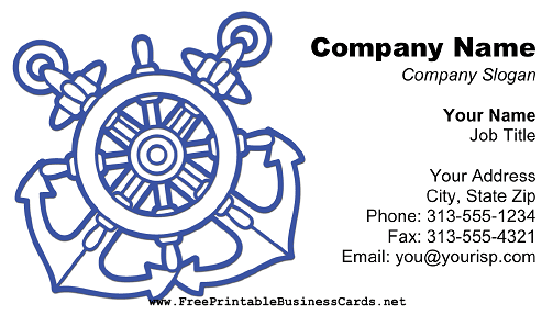 Ship Anchor and Rudder White business card