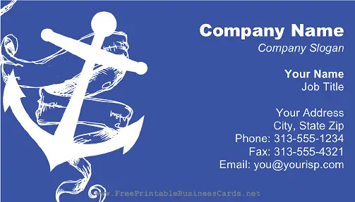 Ship Anchor White business card