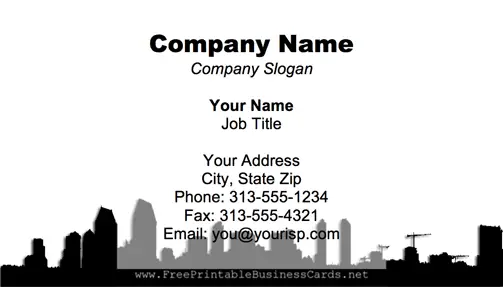 San Diego Skyline business card