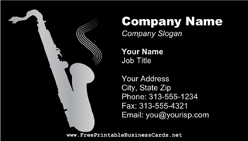 Saxophone Black business card