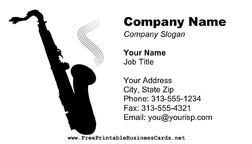 Saxophone business card