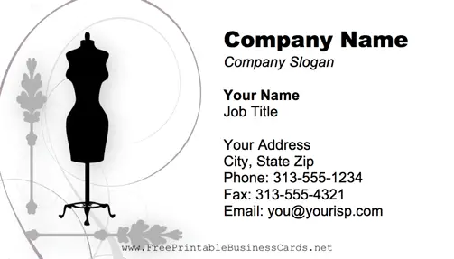 Seamstress Dummy business card