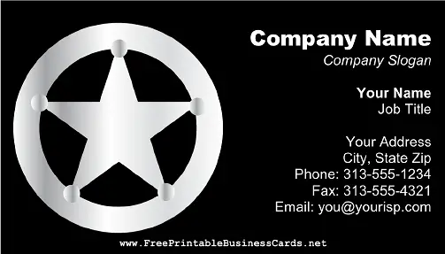 Silver Badge on Black business card